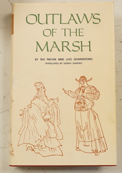 Nai'an, Shi & Guanzhong, Luo - Outlaws of the Marsh. Translated by Sidney Shapiro. 3 vols. num. plates, half titles; publisher's cloth and d/wrappers, patterned e/ps., in slipcases. Beijing: Foreign Languages Press, 1980
